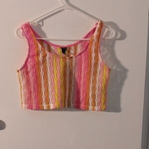 wild fable Pink, Orange & Yellow Striped Cropped Tank
